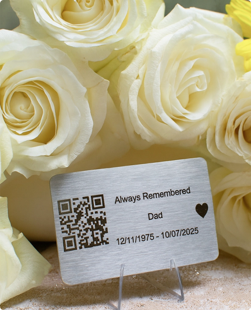 engraved QR memorial plaques in Ireland by Digital Keepsake