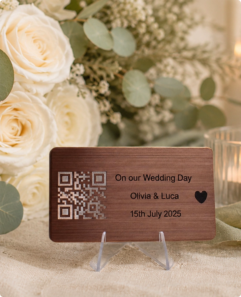 engraved QR wedding plaques in Ireland by Digital Keepsake